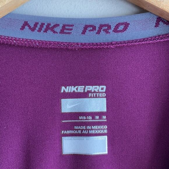 Nike Pro Vneck Fitted Workout Shirt Purple M - Picture 3 of 10